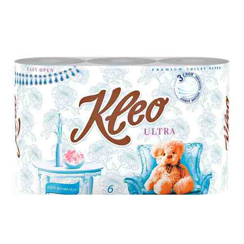 Бумага туалетная KLEO Ultra 6 шт./уп. 3-сл, 168 листов, без аромата арт. 1001186283