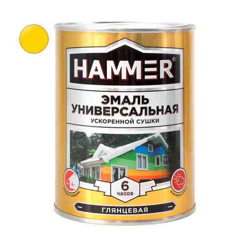 Эмаль алкидная HAMMER ускоренной сушки 0,9кг желтая, арт.ЭК000135035 арт. 1001341462