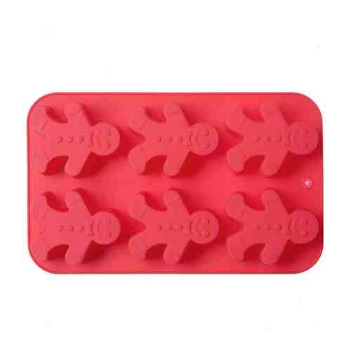 Форма для выпечки WALMER Gingerman 6 кексов силикон красный арт. 1001189236