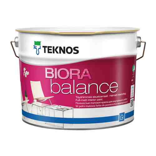 Краска акрилатная ТEKNOS Biora Balance база А для стен и потолков 9л белая, арт.ЭК000130232 арт. 1001382714