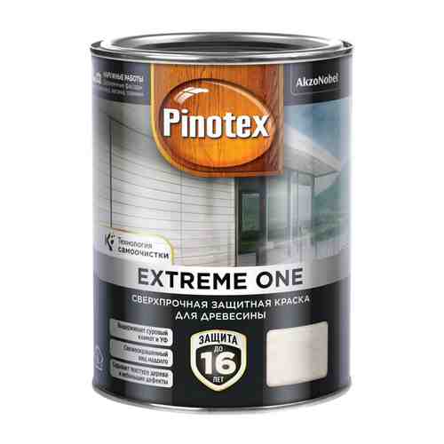 Краска акриловая фасадная PINOTEX Extreme One для дерева база BW 0,9л белая, арт.5352281 арт. 1001310055