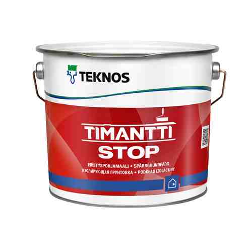 Краска-грунт в/д TEKNOS Timantti Stop для стен и потолков изолирующая 2,7л белая, арт.ЭК000130572 арт. 1001327196