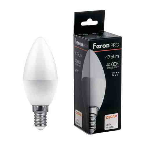 Лампа светодиодная FERON 9Вт E14 4000K 760Лм свеча арт. 1001342100
