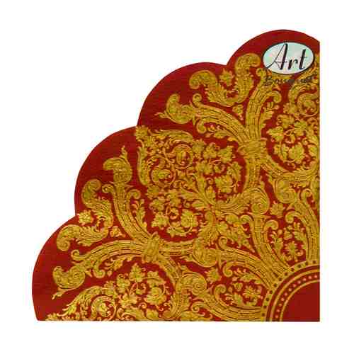 Салфетки BOUQUET Золотой орнамент на бордовом 32см 3-слойные 12шт круглые арт. 1001219625
