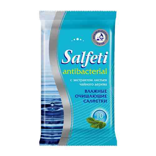 Салфетки влажные SALFETI Antibacterial очищающие 10шт арт. 1001319510