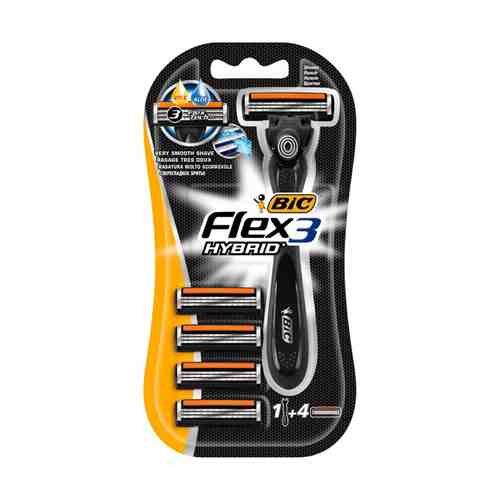 Станок для бритья BIC Flex 3 Hybrid + 4 кассеты арт. 1001201575