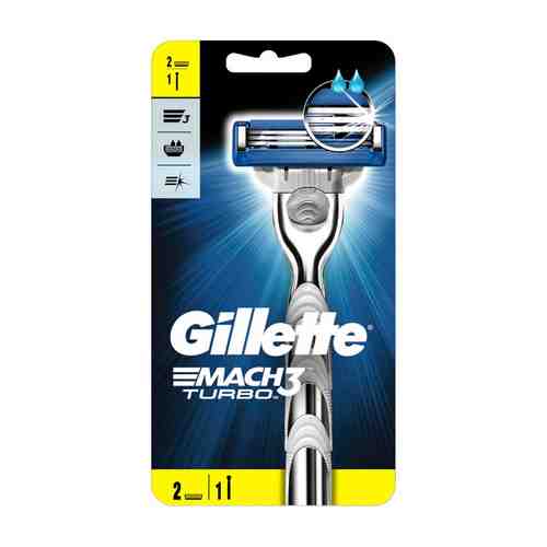 Станок для бритья GILLETTE Mach3 Turbo red + 2 кассеты арт. 1001333027