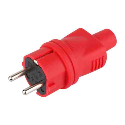 Вилка кабельная каучуковая прямая DUWI с/з IP44 16A красная арт. 1001436781