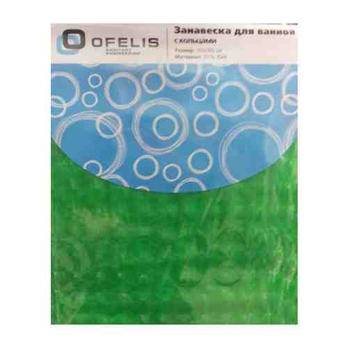 Занавеска для ванной OFELIS 180х180 см, PEVA 3D зеленая арт. 1001132578